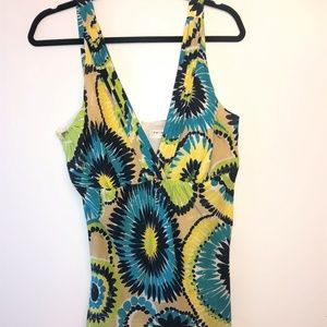 Trina Turk Yellow/Green/Blue/Tan Sleeveless Top